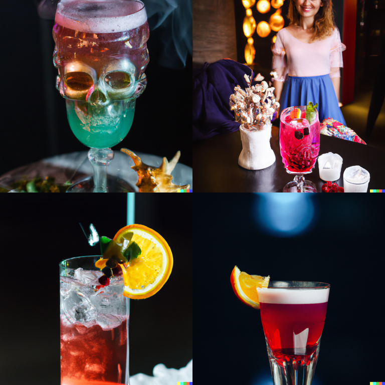 a colorful alcoholic cocktail (DALL-E 2)