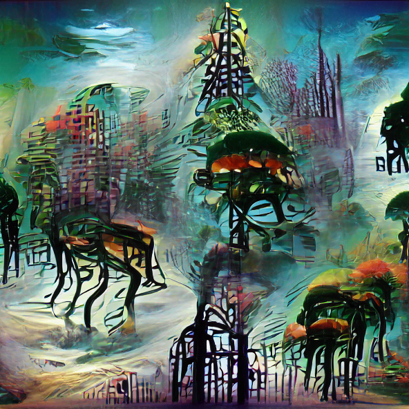 cyberpunk forest by Salvador Dali