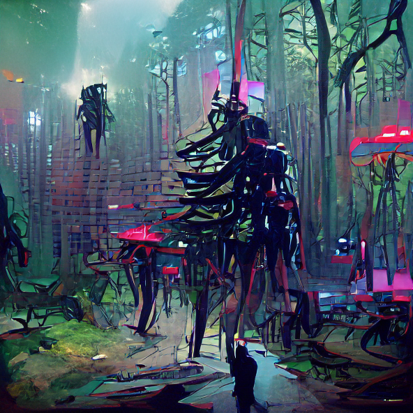 cyberpunk forest by Salvador Dali artstationHQ