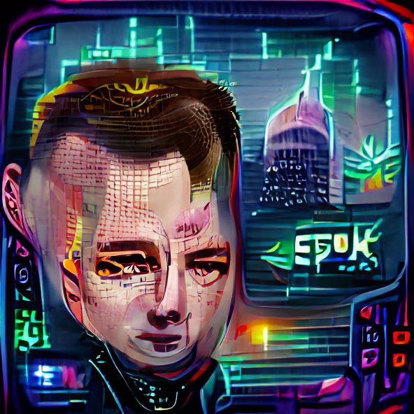 a portrait of cyberpunk Elon Musk:2 | a human:-1 — 500 steps