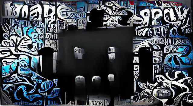 spray paint graffiti art mural, via VQGAN + CLIP