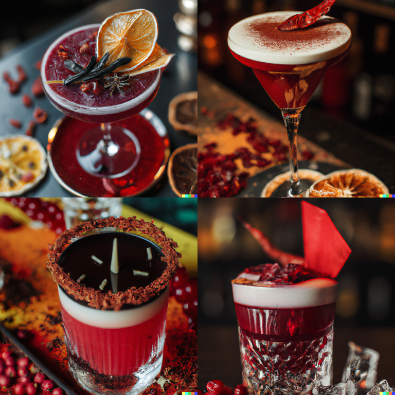 a colorful alcoholic cocktail, professional food photography (DALL-E 2)