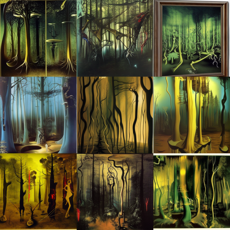 prompt: cyberpunk forest by Salvador Dali, via Stable Diffusion 2.0