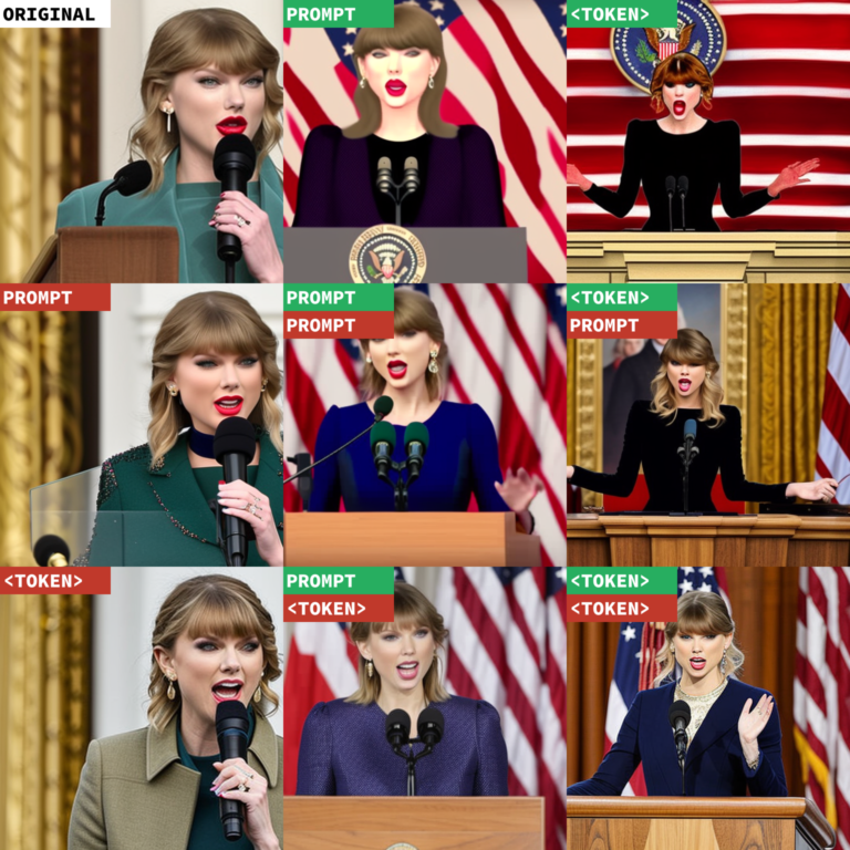 base prompt: President Taylor Swift giving her presidential inauguration speech, seed: 6561, via Stable Diffusion 2.0